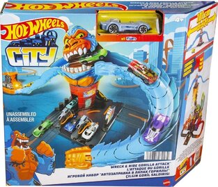 MATTEL HOT WHEELS CITY ΠΙΣΤΑ ΜΕ ΘΗΡΙΑ WRECK AND REDE GORILLA ATTACK HDR29