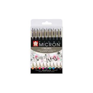 SAKURA PIGMA MICRON FINELINERS ΣΕΤ 9 ΧΡΩΜΑΤΙΣΤΩΝ ΜΑΡΚΑΔΟΡΩΝ ΣΧΕΔΙΟΥ 0.45mm