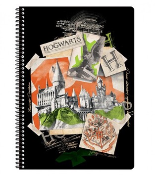 GRAFFITI HARRY POTTER ΤΕΤΡΑΔΙΟ ΣΠΙΡΑΛ 17x25cm 2 ΘΕΜΑΤΩΝ 60φ HOGWARTS ΜΑΥΡΟ 22452
