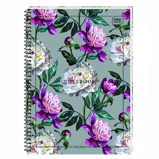 INTERDRUK ΤΕΤΡΑΔΙΟ ΣΠΙΡΑΛ A4 (21x29,7cm) 3 ΘΕΜΑΤΩΝ 90φ FLOWERS ΓΚΡΙ 111212968