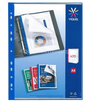 VIQUEL ΣΟΥΠΛ A4 (21x29,7cm) 20φ ΜΕ ΤΡΥΠΕΣ ΓΙΑ ΑΡΧΕΙΟΘΕΤΗΣΗ ΜΠΛΕ 116387
