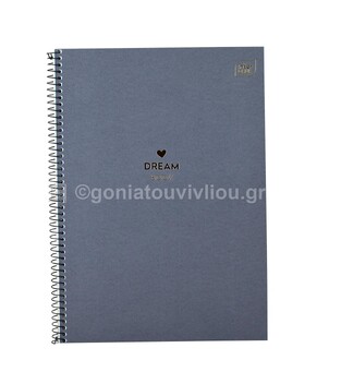 INTERDRUK ΤΕΤΡΑΔΙΟ ΣΠΙΡΑΛ A4 (21x29,7cm) 2 ΘΕΜΑΤΩΝ 60φ DREAM BOOK ΓΚΡΙ ΣΚΟΥΡΟ