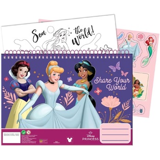 GIM ΜΠΛΟΚ ΖΩΓΡΑΦΙΚΗΣ ΜΕ ΑΥΤΟΚΟΛΛΗΤΑ 23x33cm 40φ PRINCESS SHARE YOUR WORLD 33156416