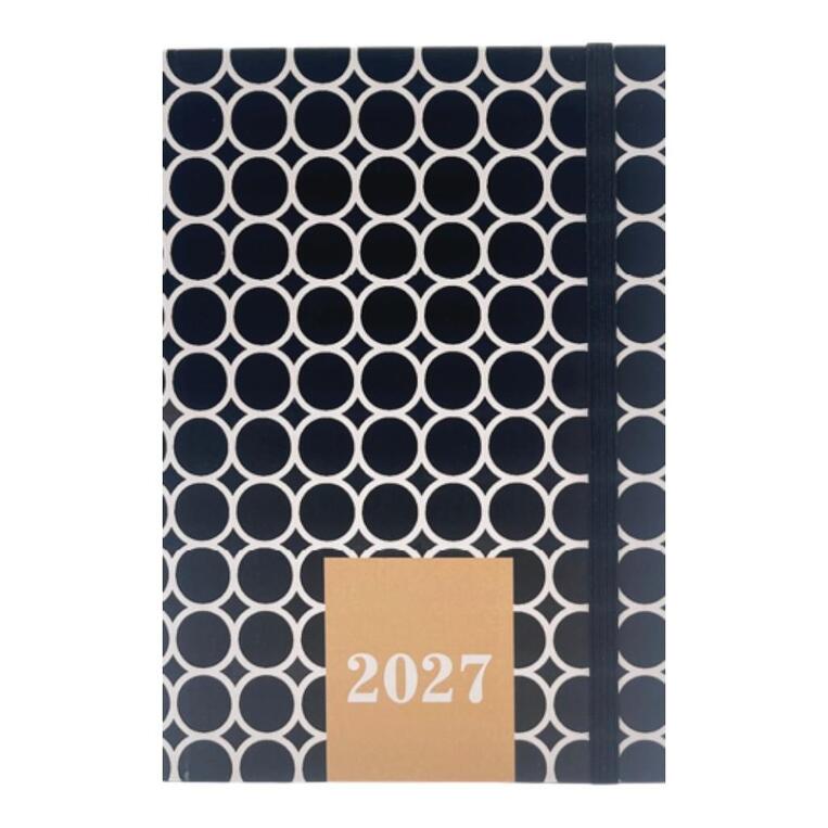 2027 ΗΜΕΡΟΛΟΓΙΟ ΗΜΕΡΗΣΙΟ 12x17cm BLACK AND WHITE ΚΥΚΛΟΙ ΜΕ ΛΑΣΤΙΧΟ 587891 (TESORO)