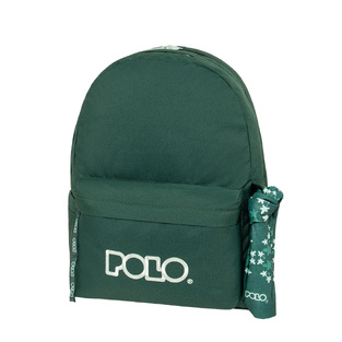 POLO ΣΧΟΛΙΚΗ ΤΣΑΝΤΑ ΣΑΚΙΔΙΟ ΠΛΑΤΗΣ ORIGINAL DOUBLE SCARF 30lt ΠΡΑΣΙΝΟ ΣΚΟΥΡΟ ΜΕ ΓΑΛΑΖΙΑ ΓΡΑΜΜΑΤΑ 901235 6357