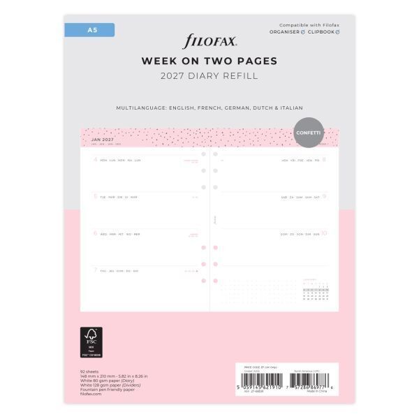 2027 ΗΜΕΡΟΛΟΓΙΟ FILOFAX A5 (14,8x21cm) CONFETTI ΑΝΤΑΛΛΑΚΤΙΚΟ ΕΒΔΟΜΑΔΑ ΣΕ ΔΥΟ ΣΕΛΙΔΕΣ 2768591