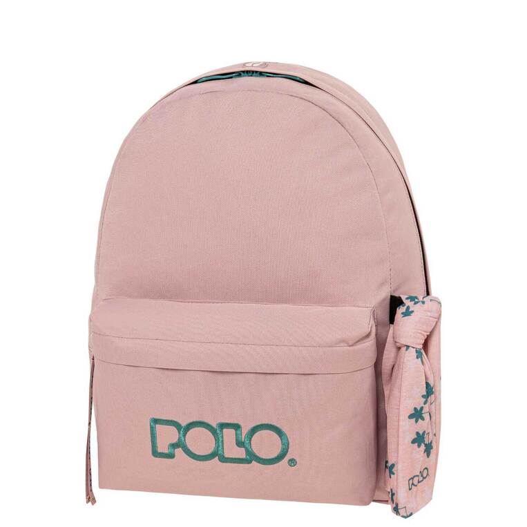 POLO ΣΧΟΛΙΚΗ ΤΣΑΝΤΑ ΣΑΚΙΔΙΟ ΠΛΑΤΗΣ ΜΕ ΜΑΝΤΗΛΙ 23lt ΡΟΖ ΜΕ ΠΡΑΣΙΝΑ ΓΡΑΜΜΑΤΑ 901135 3958