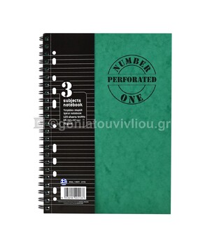 ΝΕΟΧΑΡΤ ΤΕΤΡΑΔΙΟ ΣΠΙΡΑΛ A4 (21x29,7cm) 3 ΘΕΜΑΤΩΝ 120φ ΠΕΡΦΟΡΕ ΜΕ ΤΡΥΠΕΣ NUMBER ONE PERFORATED ΠΡΑΣΙΝΟ 14591