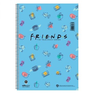 SALKO ΤΕΤΡΑΔΙΟ ΣΠΙΡΑΛ A4 (21x29,7cm) 3 ΘΕΜΑΤΩΝ 90φ FRIENDS CENTRAL PERK ΜΠΛΕ 7298