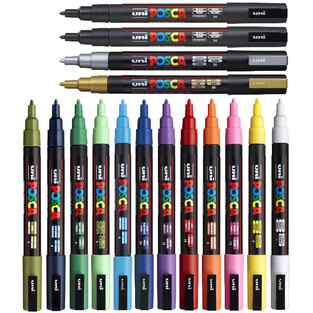 POSCA ΣΕΤ ΜΑΡΚΑΔΟΡΟΙ ΔΙΑΦΟΡΑ ΧΡΩΜΑΤΑ PC-3M 16τεμ