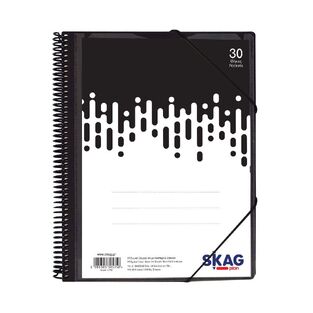 SKAG ΣΟΥΠΛ ΣΠΙΡΑΛ A4 (21x29,7cm) ΜΕ ΔΙΑΦΑΝΗ ΘΗΚΗ ΣΤΟ ΕΞΩΦΥΛΛΟ ΚΑΙ ΛΑΣΤΙΧΟ 30φ ΜΑΥΡΟ 305358