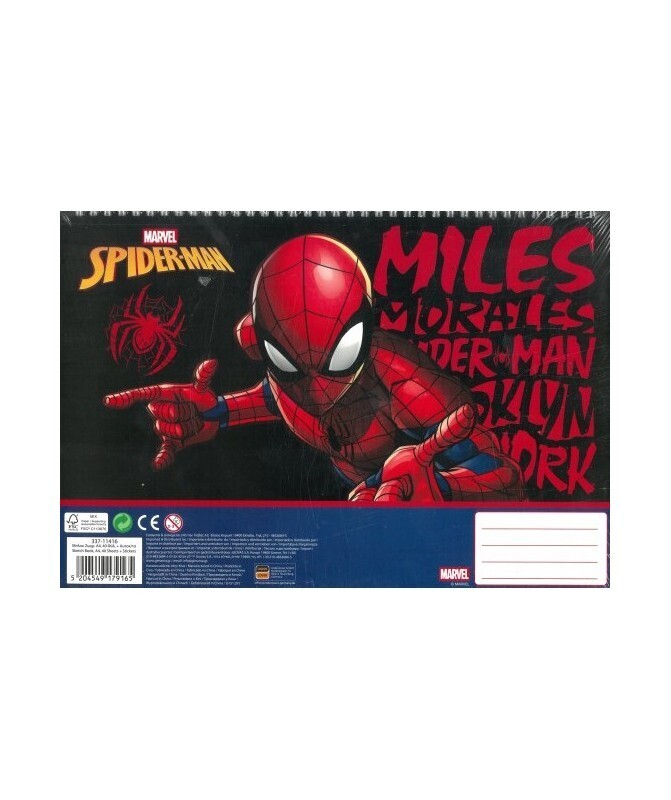 GIM ΜΠΛΟΚ ΖΩΓΡΑΦΙΚΗΣ ΜΕ ΑΥΤΟΚΟΛΛΗΤΑ 23x33cm 40φ SPIDERMAN MILES MORALES 337 11416
