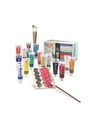 CMP PRIMO ΣΕΤ ΜΕ 15 ΑΚΡΥΛΙΚΑ ΧΡΩΜΑΤΑ 75ml 2 ΚΑΡΤΟΛΙΝΕΣ 14x22cm 3 ΠΙΝΕΛΑ ΠΛΑΚΕ (6 10 18) 2 ΠΙΝΕΛΑ ΣΤΡΟΓΓΥΛΑ (5 8)  ΚΑΙ ΔΟΜΙΚΗ ΠΑΣΤΑ 420BOX1