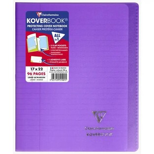 CLAIREFONTAINE KOVERBOOK ΤΕΤΡΑΔΙΟ ΣΗΜΕΙΩΜΑΤΑΡΙΟ ΚΑΡΦΙΤΣΑ ΜΕ ΠΛΑΣΤΙΚΟ ΕΞΩΦΥΛΛΟ 17x22cm ΜΕ ΓΡΑΜΜΕΣ 48φ ΜΩΒ