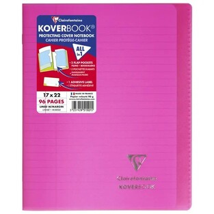 CLAIREFONTAINE KOVERBOOK ΤΕΤΡΑΔΙΟ ΣΗΜΕΙΩΜΑΤΑΡΙΟ ΚΑΡΦΙΤΣΑ ΜΕ ΠΛΑΣΤΙΚΟ ΕΞΩΦΥΛΛΟ 17x22cm ΜΕ ΓΡΑΜΜΕΣ 48φ ΦΟΥΞΙΑ