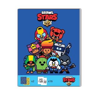 BRAWL STARS ΒΙΒΛΙΟ ΖΩΓΡΑΦΙΚΗΣ ΜΕ ΠΡΟΤΥΠΩΜΕΝΑ ΣΧΕΔΙΑ ΚΑΙ ΑΥΤΟΚΟΛΛΗΤΑ 20x25cm 8φ ΜΠΛΕ