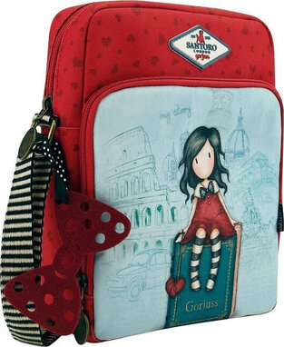 SANTORO GORJUSS ΤΣΑΝΤΑΚΙ ΩΜΟΥ CITYSCAPE MY STORY ΚΟΚΚΙΝΗ ΜΕ ΚΑΡΔΟΥΛΕΣ 795GJ02