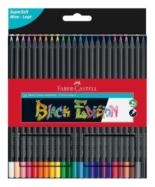 FABER CASTELL  ΞΥΛΟΜΠΟΓΙΕΣ 24 ΧΡΩΜΑΤΑ ΜΕ ΜΑΥΡΟ ΞΥΛΟ 116424