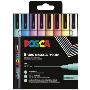 POSCA ΣΕΤ ΜΑΡΚΑΔΟΡΟΙ ΔΙΑΦΟΡΑ ΧΡΩΜΑΤΑ PC-3M 8τεμ SOFT COLOR