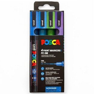 POSCA ΣΕΤ ΜΑΡΚΑΔΟΡΟΙ ΔΙΑΦΟΡΑ ΧΡΩΜΑΤΑ PC-3ML 4τεμ COOL SPARKLING COLOR
