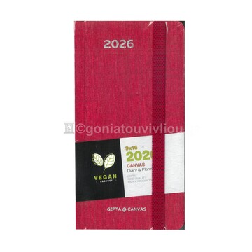 2026 ΗΜΕΡΟΛΟΓΙΟ ΑΤΖΕΝΤΑ ΕΒΔΟΜΑΔΙΑΙΟ CANVAS 9x16cm ΚΟΚΚΙΝΟ ΜΕ ΛΑΣΤΙΧΟ 626120981 (UNIPAP)