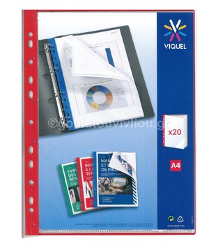 VIQUEL ΣΟΥΠΛ A4 (21x29,7cm) 20φ ΜΕ ΤΡΥΠΕΣ ΓΙΑ ΑΡΧΕΙΟΘΕΤΗΣΗ ΚΟΚΚΙΝΟ 116387