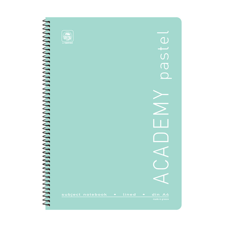 SPECIAL BY TYPOTRUST ΤΕΤΡΑΔΙΟ ΣΠΙΡΑΛ ACADEMY PASTEL A4 (21x29,7cm) 2 ΘΕΜΑΤΩΝ 60φ ΠΡΑΣΙΝΟ