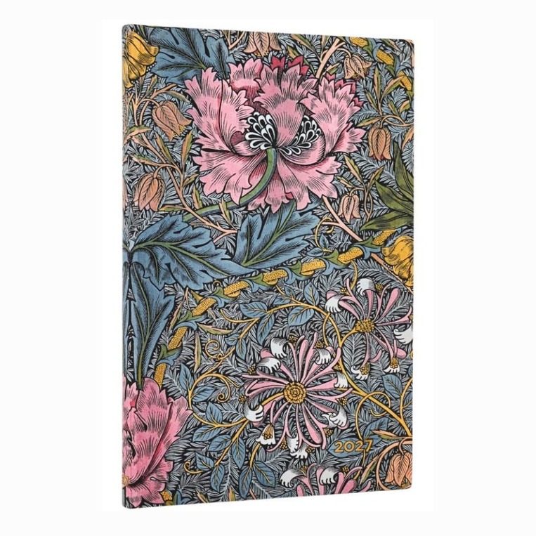 2027 ΗΜΕΡΟΛΟΓΙΟ ΕΒΔΟΜΑΔΙΑΙΟ PAPERBLANKS FLEXIS MAXI 13,5x21cm MORRIS PINK HONEYSUCKLE FE20104