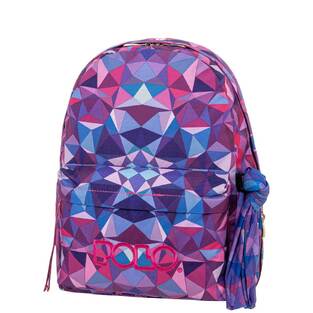 POLO ΣΧΟΛΙΚΗ ΤΣΑΝΤΑ ΣΑΚΙΔΙΟ ΠΛΑΤΗΣ ΜΕ ΜΑΝΤΗΛΙ 23lt SHAPES ΜΩΒ ΡΟΖ ΜΕ ΜΠΛΕ ΛΕΠΤΟΜΕΡΕΙΕΣ 901102 8339