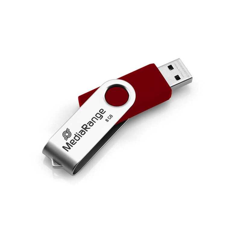 MEDIARANGE USB FLASH DRIVE MEMORY STICK 8GB RED SILVER 2.0 MR908