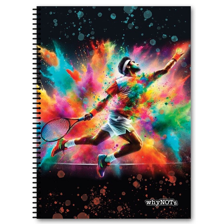 WHYNOTE ΤΕΤΡΑΔΙΟ ΣΠΙΡΑΛ 17x25cm 2 ΘΕΜΑΤΩΝ 60φ SPORTS ΤΕΝΙΣ 810515