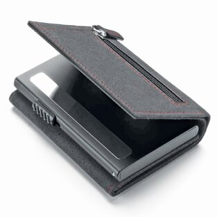CACTUS ΚΑΡΤΟΘΗΚΗ ΠΟΡΤΟΦΟΛΙ ΔΙΠΛΟ ALCANTARA ΓΚΡΙ RFID CT302A 12