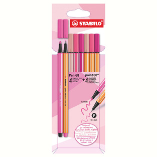 STABILO POINT 88 4 ΧΡΩΜΑΤΑ ΚΑΙ PEN 68 4 ΧΡΩΜΑΤΑ ΣΕΤ ΜΑΡΚΑΔΟΡΑΚΙΑ 87 3576 SHADES OF PINK 128873576
