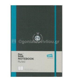 FLEXBOOK GLOBAL NOTEBOOK 17x24cm RULED 192 PAGES IVORY ΣΗΜΕΙΩΜΑΤΑΡΙΟ ΜΠΛΕ ΤΥΡΚΟΥΑΖ ΛΙΝΟΔΕΤΟ ΜΕ ΛΑΣΤΙΧΟ ΜΕ ΓΡΑΜΜΕΣ 2100061  (THE WRITING FIELDS)