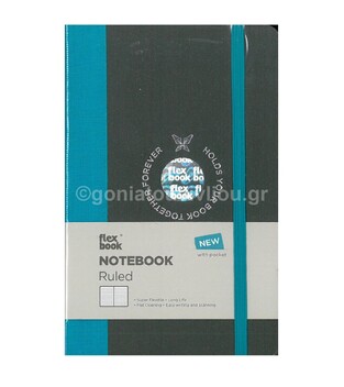 FLEXBOOK GLOBAL NOTEBOOK 9x14cm RULED 192φ IVORY ΣΗΜΕΙΩΜΑΤΑΡΙΟ ΜΠΛΕ ΤΥΡΚΟΥΑΖ ΛΙΝΟΔΕΤΟ ΜΕ ΛΑΣΤΙΧΟ ΜΕ ΓΡΑΜΜΕΣ ΗΒ 00063 (THE WRITING FIELDS) (2100063)