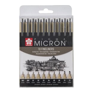 SAKURA PIGMA MICRON FINELINERS ΣΕΤ 10 ΜΑΥΡΩΝ ΜΑΡΚΑΔΟΡΩΝ ΣΧΕΔΙΟΥ