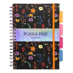 PUKKA PAD ΤΕΤΡΑΔΙΟ ΣΠΙΡΑΛ 18x26cm 5 ΘΕΜΑΤΩΝ ΣΚΛΗΡΟ ΕΞΩΦΥΛΛΟ ΠΕΡΦΟΡΕ ΜΕ ΛΑΣΤΙΧΟ ΜΑΥΡΟ ΜΕ ΛΟΥΛΟΥΔΙΑ 100φ 80gr ΥΠΟΚΙΤΡΙΝΑ ΦΥΛΛΑ 9494BLM