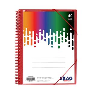 SKAG ΣΟΥΠΛ ΣΠΙΡΑΛ A4 (21x29,7cm) ΜΕ ΔΙΑΦΑΝΗ ΘΗΚΗ ΣΤΟ ΕΞΩΦΥΛΛΟ ΚΑΙ ΛΑΣΤΙΧΟ 40φ ΚΟΚΚΙΝΟ 305341