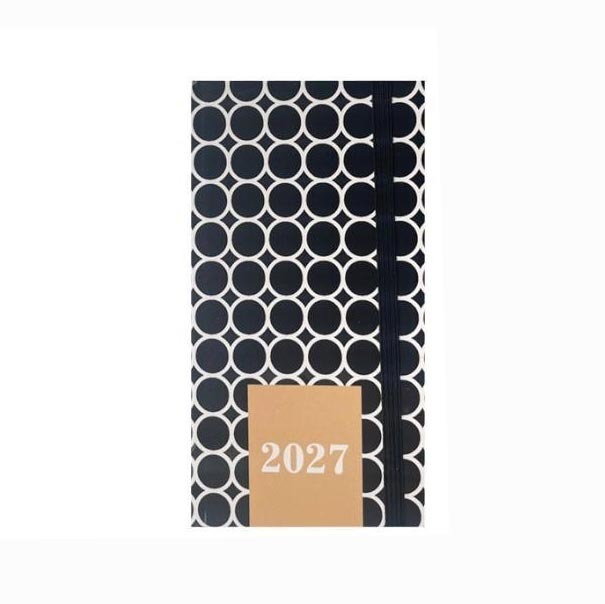 2027 ΗΜΕΡΟΛΟΓΙΟ ΕΒΔΟΜΑΔΙΑΙΟ ΑΤΖΕΝΤΑ 8x16cm BLACK AND WHITE ΚΥΚΛΟΙ ΜΕ ΛΑΣΤΙΧΟ 587892 (TESORO)