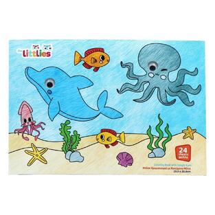 THE LITTLIES ΜΠΛΟΚ ΧΡΩΜΑΤΙΣΜΟΥ ΜΕ ΚΙΝΟΥΜΕΝΑ ΜΑΤΙΑ 29,5x20,8cm 24φ ΘΑΛΑΣΣΑ 647117