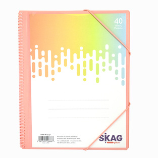 SKAG ΣΟΥΠΛ ΣΠΙΡΑΛ A4 (21x29,7cm) ΜΕ ΔΙΑΦΑΝΟ ΕΞΩΦΥΛΛΟ ΚΑΙ ΛΑΣΤΙΧΟ 40φ ΠΑΣΤΕΛ ΡΟΖ 296687