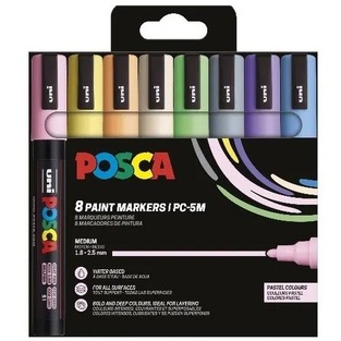 POSCA ΣΕΤ ΜΑΡΚΑΔΟΡΟΙ ΔΙΑΦΟΡΑ ΧΡΩΜΑΤΑ PC-5M 8τεμ PASTEL COLOR
