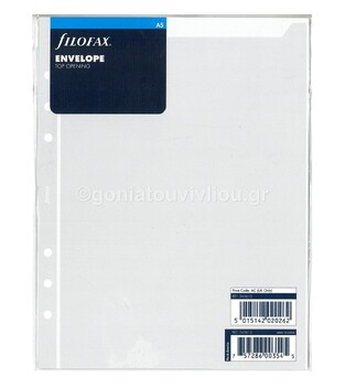 FILOFAX A5 (14,8x21cm) ΑΝΤΑΛΛΑΚΤΙΚΟ TRANSPARENT ENVELOPE TOP OPENING (ΔΙΑΦΑΝΟΣ ΦΑΚΕΛΟΣ ΜΕ ΑΝΟΙΓΜΑ ΣΤΟ ΕΠΑΝΩ ΜΕΡΟΣ) 343612