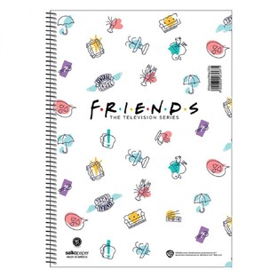 SALKO ΤΕΤΡΑΔΙΟ ΣΠΙΡΑΛ A4 (21x29,7cm) 3 ΘΕΜΑΤΩΝ 90φ FRIENDS CENTRAL PERK ΑΣΠΡΟ 7298