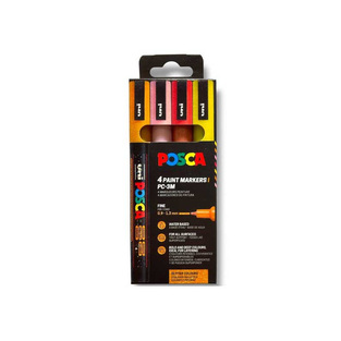 POSCA ΣΕΤ ΜΑΡΚΑΔΟΡΟΙ ΔΙΑΦΟΡΑ ΧΡΩΜΑΤΑ PC-3ML 4τεμ WARM SPARKLING COLOR