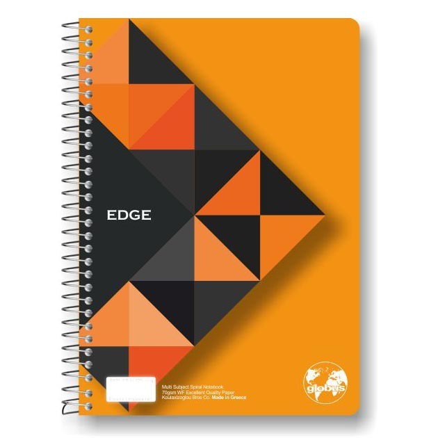 GLOBUS ΤΕΤΡΑΔΙΟ ΣΠΙΡΑΛ 17x25cm 2 ΘΕΜΑΤΩΝ 60φ EDGE ΠΟΡΤΟΚΑΛΙ ED21