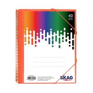 SKAG ΣΟΥΠΛ ΣΠΙΡΑΛ A4 (21x29,7cm) ΜΕ ΔΙΑΦΑΝΗ ΘΗΚΗ ΣΤΟ ΕΞΩΦΥΛΛΟ ΚΑΙ ΛΑΣΤΙΧΟ 40φ ΠΟΡΤΟΚΑΛΙ 305341