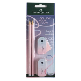 FABER CASTELL ΣΕΤ GRIP 2001 2 ΜΟΛΥΒΙΑ ΞΥΣΤΡΑ MINI SLEEVE HOLE BOX ΚΑΙ ΓΟΜΑ MINI SLEEVE FLOW EDITION BLUSHING SKY ΡΟΖ 117007