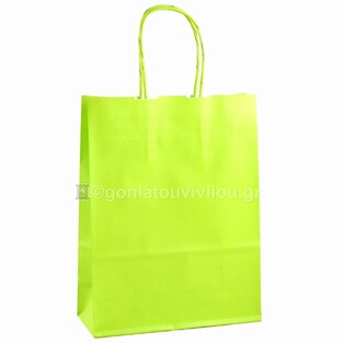 FLORIOCARTA ΤΣΑΝΤΑ ΣΑΚΟΥΛΑ ΔΩΡΟΥ ΧΑΡΤΙΝΗ 18x8x24cm FLUO ΠΡΑΣΙΝΟ 125ΤΔ76335