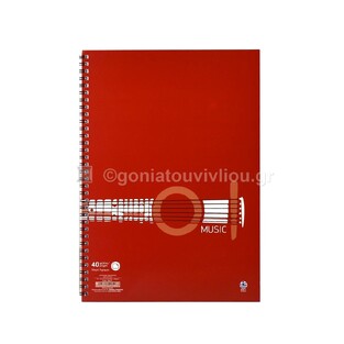ΝΕΟΧΑΡΤ ΤΕΤΡΑΔΙΟ ΣΠΙΡΑΛ A4 (21x29,7cm) ΜΟΥΣΙΚΗΣ 40φ MUSIC ΚΟΚΚΙΝΟ ΚΙΘΑΡΑ 29517